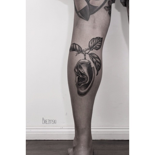 Foliage Ear Tattoo